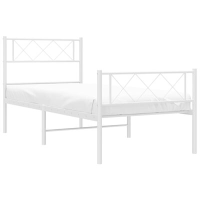 vidaXL Metal Bed Frame without Mattress with Footboard White 100x200 cm