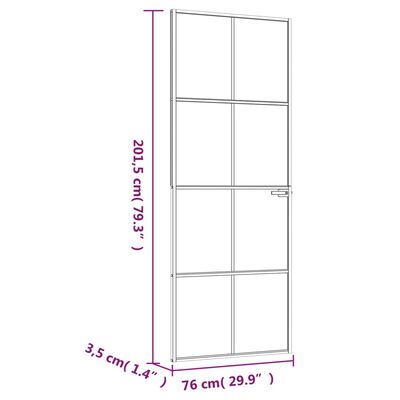 vidaXL Interior Door Black 76x201.5 cm Tempered Glass&Aluminium