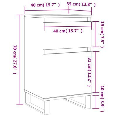 vidaXL Sideboards 2 pcs Grey Sonoma 40x35x70 cm Engineered Wood