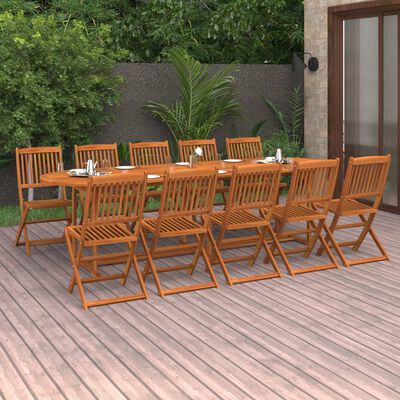 vidaXL 11 Piece Garden Dining Set 280x90x75 cm Solid Wood Acacia