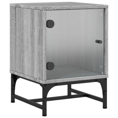 vidaXL Bedside Cabinets with Glass Doors 2 pcs Grey Sonoma 35x37x50 cm