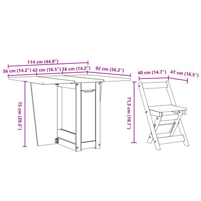 vidaXL 5 Piece Butterfly Dining Set Corona Foldable Wax Brown Pinewood