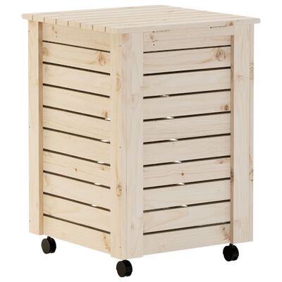 vidaXL Laundry Basket with Wheels RANA 45x45x64 cm Solid Wood Pine