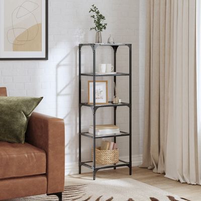 vidaXL Storage Rack with Transparent Glass Top 40x30x123 cm Steel