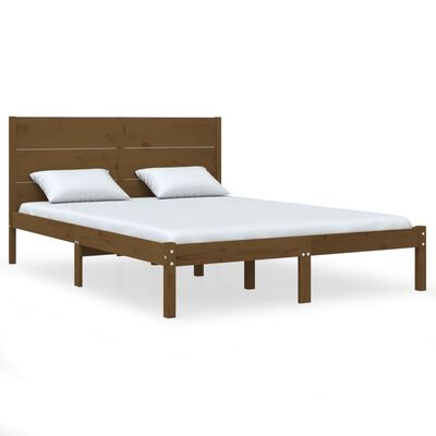 vidaXL Bed Frame without Mattress Honey Brown 120x190 cm Small Double Solid Wood