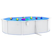 vidaXL Swimming Pool with Steel Wall Oval 490x360x120 cm White