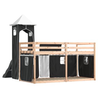 vidaXL Bunk Bed without Mattress with Slide White and Black 90x190 cm Single