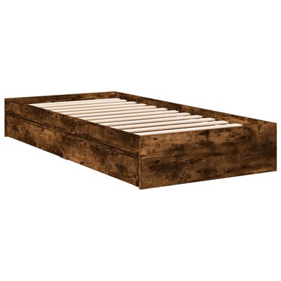 vidaXL Bed Frame with Drawers without Mattress Smoked Oak 90x190 cm Single