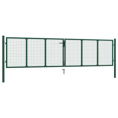 vidaXL Mesh Garden Gate Steel 390x75 cm Green