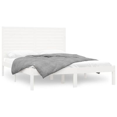 vidaXL Bed Frame White Solid Wood 120x200 cm