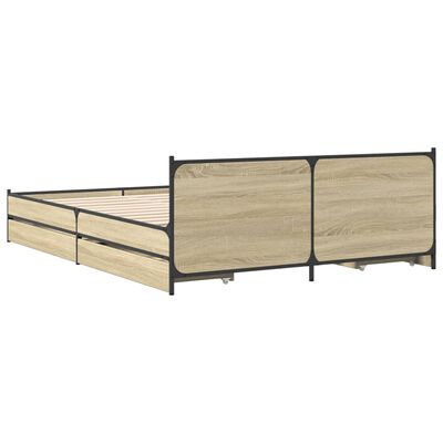 vidaXL Bed Frame with Drawers without Mattress Sonoma Oak 135x190 cm Double