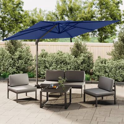 vidaXL Double Top Cantilever Garden Parasol Azure Blue 300x300 cm