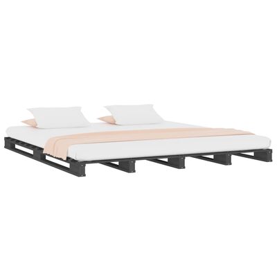 vidaXL Pallet Bed without Mattress Grey King Size Solid Wood