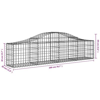 vidaXL Arched Gabion Baskets 15 pcs 200x30x40/60 cm Galvanised Iron