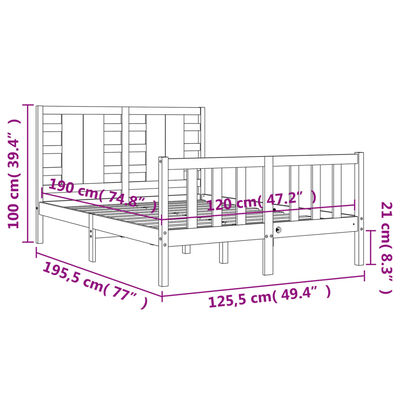 vidaXL Bed Frame without Mattress White Small Double Solid Wood Pine