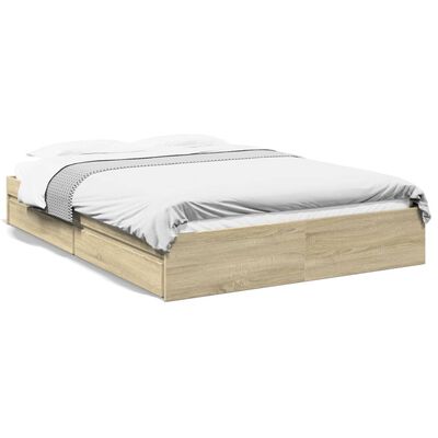 vidaXL Bed Frame with Drawers without Mattress Sonoma Oak 150x200 cm King Size