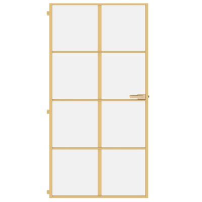 vidaXL Interior Door Slim Golden 102.5x201.5 cm Tempered Glass and Aluminium