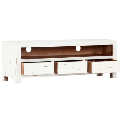 vidaXL TV Cabinet White 120x30x40 cm Solid Acacia Wood