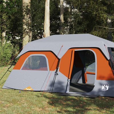 vidaXL Family Tent 9-Person Grey and Orange Quick Release Waterproof