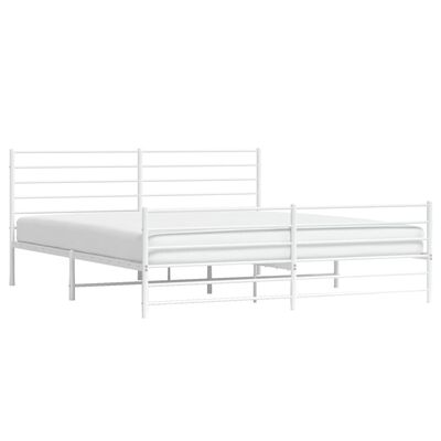 vidaXL Metal Bed Frame without Mattress with Footboard White 200x200 cm