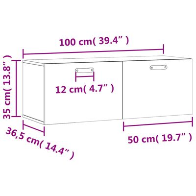 vidaXL Wall Cabinet Grey Sonoma 100x36.5x35 cm Engineered Wood