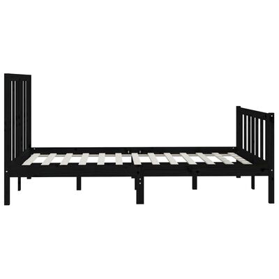 vidaXL Bed Frame without Mattress Black 150x200 cm King Size Solid Wood