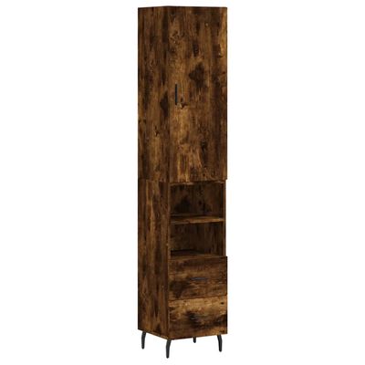 vidaXL Highboard Smoked Oak 34.5x34x180 cm Engineered Wood