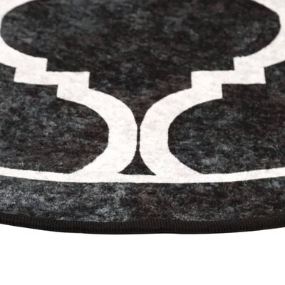 vidaXL Rug Washable Black and White Ø 120 cm Anti Slip