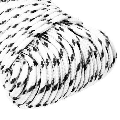 vidaXL Braided Boat Rope White 3 mmx50 m Polyester