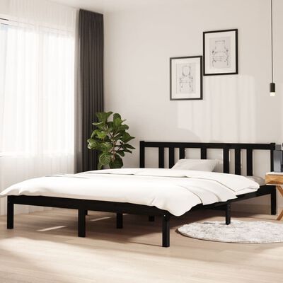 vidaXL Bed Frame without Mattress Black Solid Wood 150x200 cm King Size