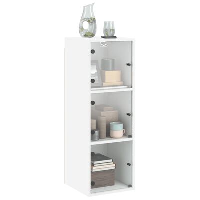 vidaXL Wall Cabinet with Glass Doors White 35x37x100 cm