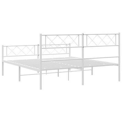 vidaXL Metal Bed Frame without Mattress with Footboard White 120x200 cm