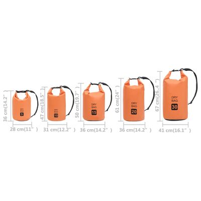 vidaXL Dry Bag Orange 30 L PVC