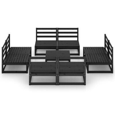 vidaXL 9 Piece Garden Lounge Set Black Solid Pinewood