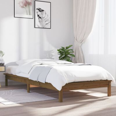 vidaXL Bed Frame without Mattress Honey Brown Single Solid Wood