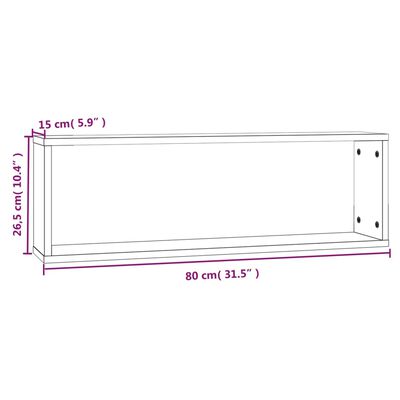 vidaXL Wall Cube Shelves 4 pcs Brown Oak 80x15x26.5 cm Engineered Wood