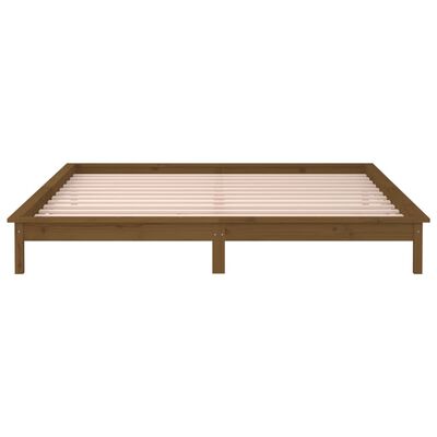 vidaXL LED Bed Frame without Mattress Honey Brown 200x200 cm Solid Wood