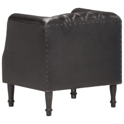 vidaXL Tub Chair Black Real Goat Leather