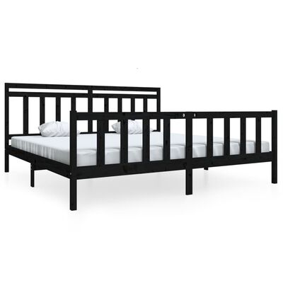 vidaXL Bed Frame without Mattress Black Solid Wood 200x200 cm (810106+814118)