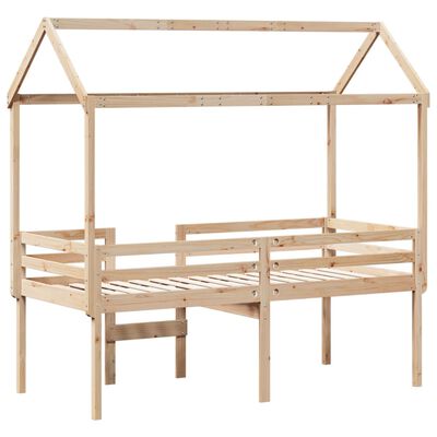 vidaXL High Sleeper Bed without Mattress 75x190 cm Small Single Solid Wood Pine