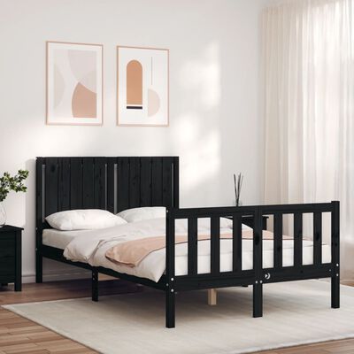 vidaXL Bed Frame without Mattress Black Small Double Solid Wood Pine