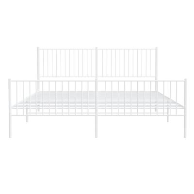 vidaXL Metal Bed Frame without Mattress with Footboard White 193x203 cm