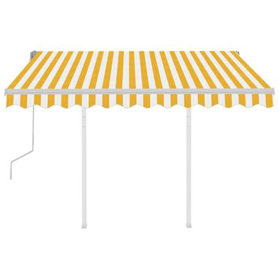 vidaXL Manual Retractable Awning with Posts 3.5x2.5 m Yellow and White