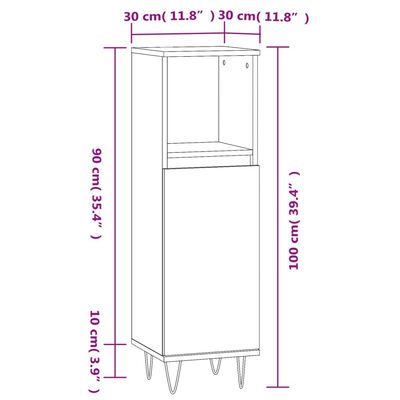 vidaXL Bathroom Cabinet Grey Sonoma 30x30x100 cm Engineered Wood