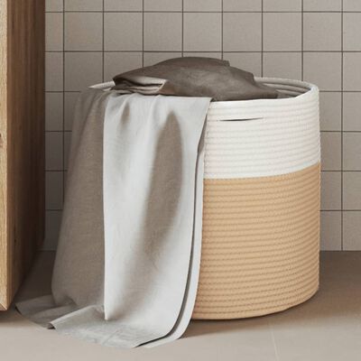 vidaXL Storage Basket Beige and White Ø40x35 cm Cotton