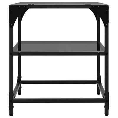 vidaXL Coffee Tables with Black Glass Top 2 pcs 40x40x45 cm Steel