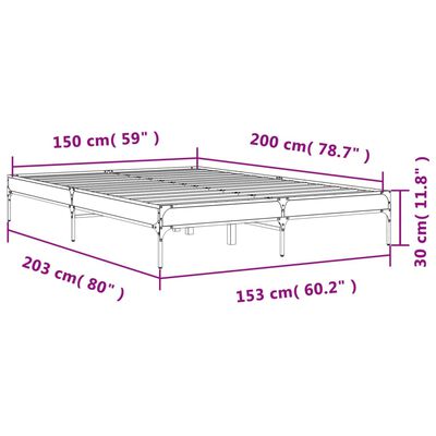 vidaXL Bed Frame without Mattress Smoked Oak 150x200 cm King Size