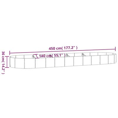 vidaXL Garden Raised Bed Powder-coated Steel 450x140x36 cm Silver