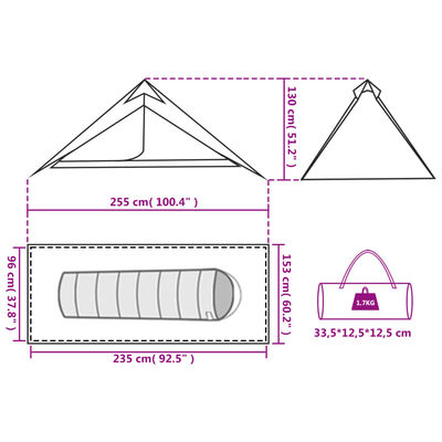 vidaXL Camping Tent Tipi 1-Person Orange Waterproof