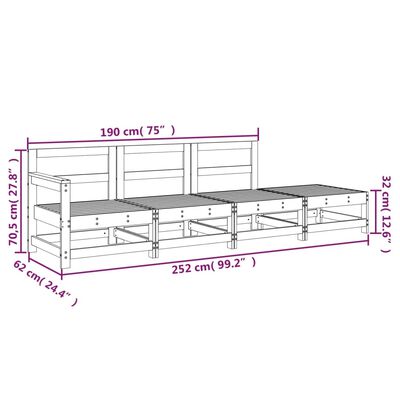 vidaXL 4 Piece Garden Lounge Set Grey Solid Wood Pine